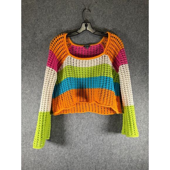 Wild Fable Sweater Women M Square Neck Pointelle Pullover Hippie Boho Festival - Picture 1 of 7